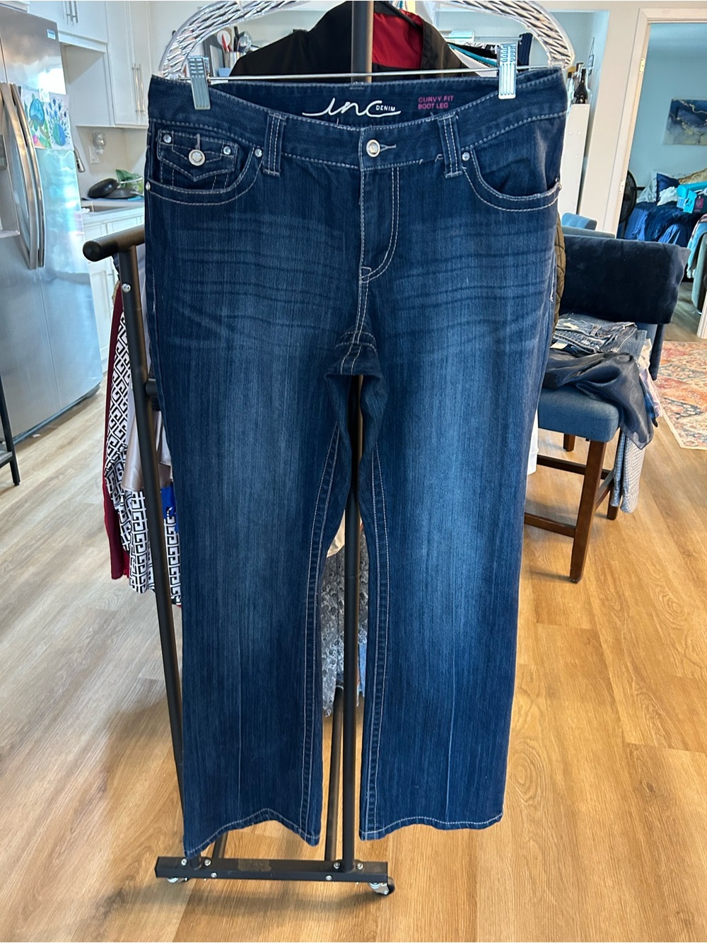 INC International Concepts Dark Blue Wide Leg Jeans